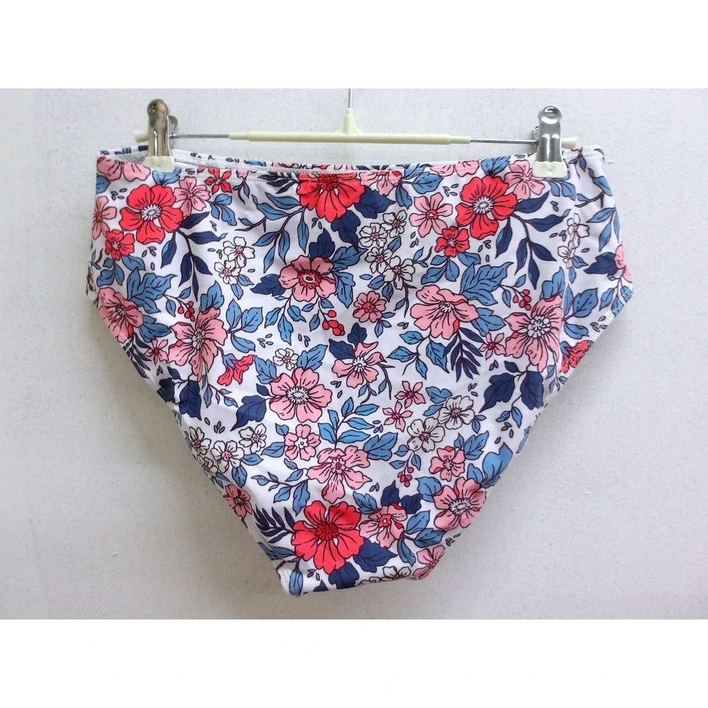 PatPat Floral Tankini Set Pink Blue White High Waist Two Piece Swimsuit L/#26527